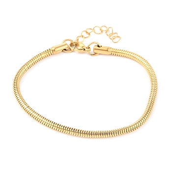 Unisex 304 Stainless Steel Round Snake Chain Bracelets, with Lobster Claw Clasps, Golden, 2.5mm, 7-5/8 inch(19.5cm)