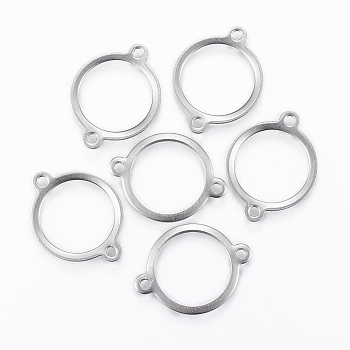 201 Stainless Steel Links connectors, Ring/Circle, Stainless Steel Color, 21x16x1mm, Hole: 1.5mm