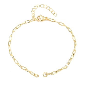 Brass Paperclip Chain Bracelet Making, with Lobster Claw Clasps, Cadmium Free & Lead Free, Rack Plating, Real 18K Gold Plated, 6.69 inch(17cm), Hole: 3mm