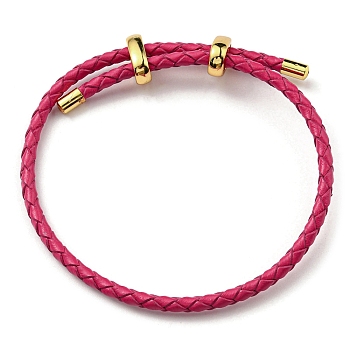 Leather Braided Cord Bracelets, Adjustable Bracelet, Cerise, Inner Diameter: 5/8~2-7/8 inch(1.5~7.3cm)