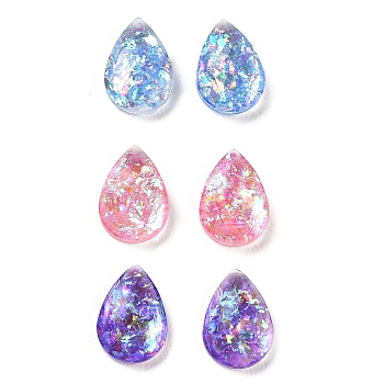 Resin Imitation Opal Cabochons, Single Face Faceted, Teardrop, Mixed Color, 10x7x3mm