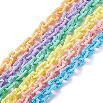 Opaque Spray Painted Acrylic Cable Chains, Quick Link Chains, Unwelded, Mixed Color, 35x26x7mm, about 1m/strand