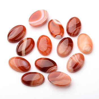 Natural Striped Agate/Banded Agate Oval Cabochons, Dyed, 30x20x8.5mm