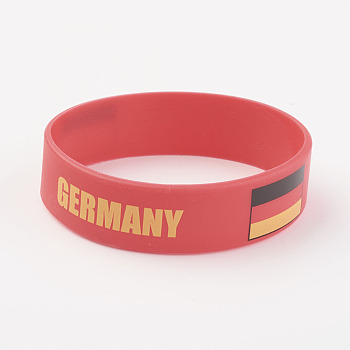 Silicone Wristbands Bracelets, Cord Bracelets, Germany, Red, 202x19x2mm