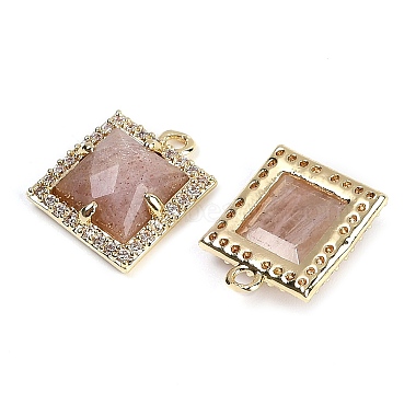 Natural Sunstone Faceted Square Charms(G-I375-06G-06)-2