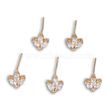 Boucles d'oreilles en laiton pavées de zircone cubique transparente(X-KK-N235-041)-2