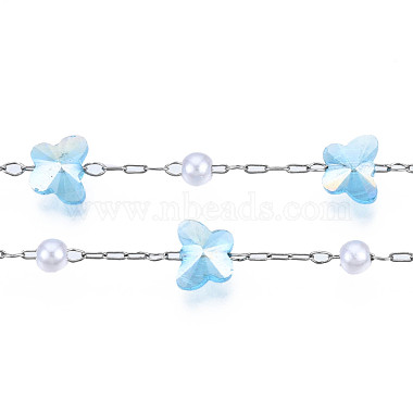 Glass Butterfly & ABS Plastic Pearl Beaded Chains(CHS-N003-02-09)-4