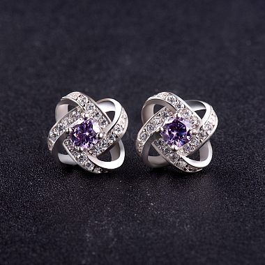 SHEGRACE Awesome Design Rhodium Plated 925 Sterling Silver Ear Studs(JE129B)-2