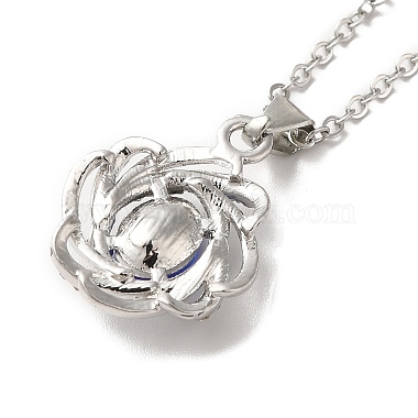 Rhinestone Flower Pandant Necklace with Cable Chains(NJEW-K247-01P)-3