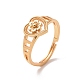 Brass Heart with Flower Adjustable Ring for Women(RJEW-P034-06G)-1