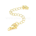 Brass Curb Chain Extender, End Chains with Lobster Claw Clasps and Tulip Charms, Golden, 74mm(KK-G557-13G)