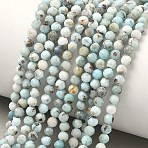 Natural Larimar Beads Strands, Faceted, Round, 3mm, Hole: 0.6mm, about 120~135pcs/strand, 14.96''~15.5''(38~39cm)(G-F785-B01-01A)