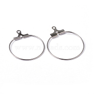 Platinum Plated Brass Pendants, Hoop Earrings Findings, Cadmium Free & Nickel Free & Lead Free, 20~22mm, Hole: 1mm(X-EC222-P-NR)