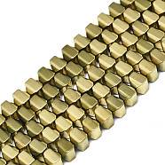 Electroplate Non-magnetic Synthetic Hematite Beads Strands, Square, Real 18K Gold Plated, 4x4x4mm, Hole: 0.8mm, about 100~101pcs/strand, 15.75 inch(40cm)(G-S352-66B-01)