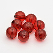 Transparent Acrylic Beads, Round, Dark Red, 5mm, Hole: 1mm, about 8100pcs/500g(TACR-P053-5mm-26N)