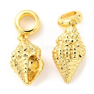 Brass European Dangle Charms, Large Hole Pendants, Lead Free & Cadmium Free, Conch Charm, Real 18K Gold Plated, 27mm, Hole: 4.8mm(KK-M247-10G)