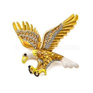 Retro Eagle Alloy Brooches, Gold Bird Enamel Pins, Golden, 52.5x60.5mm(JEWB-I034-32G)