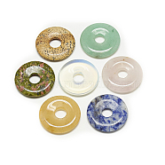 Natural & Synthetic Mixed Stone Pendants, Donut/Pi Disc, Donut Width: 15.8~16mm, 39.5~40x5mm, Hole: 8mm(G-S294-13-40mm)