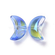 Transparent Electroplate Glass Beads, AB Color Plated, Moon, Royal Blue, 14x9x6.5mm, Hole: 1.2mm(GLAA-F122-01C)