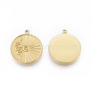 Ion Plating(IP) 304 Stainless Steel Pendant Rhinestone Settings, Flat Round with snake, Real 14K Gold Plated, Fit for 1.8mm Rhinestone, 17x15x2mm, Hole: 1mm(STAS-N097-252LG)