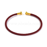 Braided Carbon Steel Wire Bracelet Making, with Golden Plated Brass End Caps, Dark Red, 0.25cm, Inner Diameter: 2-3/8 inch(6.1cm)(MAK-A017-B51)