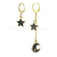 Golden Alloy Enamel Dangle Leverback Earrings, Asymmetrical Earrings, Star, 29~67x12~12.5mm(EJEW-JE05654-03)