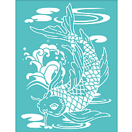 Self-Adhesive Silk Screen Printing Stencil, for Painting on Wood, DIY Decoration T-Shirt Fabric, Turquoise, Lotus Pattern, 195x140mm(DIY-WH0337-012)