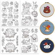 4 Sheets 11.6x8.2 Inch Stick and Stitch Embroidery Patterns, Non-woven Fabrics Water Soluble Embroidery Stabilizers, Animals, 297x210mmm(DIY-WH0455-191)