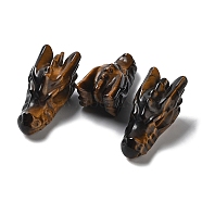 Natural Tiger Eye Healing Dragon Head Figurines, Reiki Energy Stone Display Decorations, for Home Feng Shui Ornament, 42~45x18~21x18~20mm(DJEW-L010-05F)