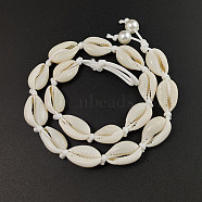 Natural Shell Braided Bead Necklaces, with Waxed Cords, White, 17.72 inch(45cm)(KR7038-1)