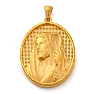 Religion Golden Tone 304 Stainless Steel Pendants, Oval Charm, Jesus, 40x26x5mm, Hole: 4.8x3mm(STAS-K289-01G-08)