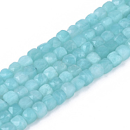 Natural Amazonite Beads Strands, Faceted, Cube, 4x4x4mm, Hole: 0.7mm, about 102pcs/strand, 15.35 inch(39cm)(G-S362-004)