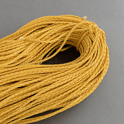 Braided Imitation Leather Cords, Round Bracelet Findings, Gold, 3x3mm, about 103.89 yards(95m)/bundle(LC-S005-009)