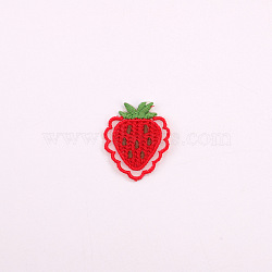 Computerized Embroidery Cloth Iron on/Sew on Patches, Costume Accessories, Appliques, Stawberry, Red, 40x35mm(FABR-PW0001-228G)