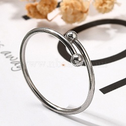 304 Stainless Steel Open Cuff Rings for Women, Stainless Steel Color, 1.2mm, Inner Diameter: 16mm(RJEW-F170-03P-03)