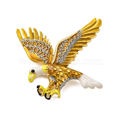 Retro Eagle Alloy Brooches, Gold Bird Enamel Pins, Golden, 52.5x60.5mm(JEWB-I034-32G)