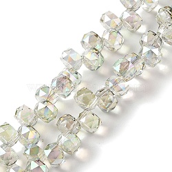 Half Rainbow Plated Electroplate Beads Strands, Faceted, Rondelle, Honeydew, 8x6mm, Hole: 1.2mm, about 96~98pcs/strand, 20.47~20.87''(52~53cm)(EGLA-H104-09A-HR02)