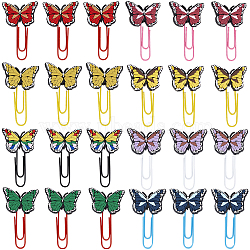 SUNNYCLUE 32Pcs 8 Colors Butterfly PVC & Iron Paper Clips, Mixed Color, 63x37x5.5mm, 4pcs/color(AJEW-SC0002-80)