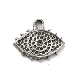 304 Stainless Steel Pendant Rhinestone Settings, Eye, Stainless Steel Color, Fit for 1mm and 2mm Rhinestone, 17x20x2.5mm, Hole: 2.6mm(STAS-I694-35P)