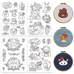 4 Sheets 11.6x8.2 Inch Stick and Stitch Embroidery Patterns, Non-woven Fabrics Water Soluble Embroidery Stabilizers, Animals, 297x210mmm(DIY-WH0455-191)