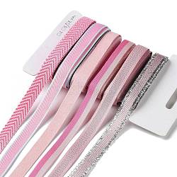 18 Yards 6 Styles Polyester Ribbon, for DIY Handmade Craft, Hair Bowknots and Gift Decoration, Pink Color Palette, Lavender Blush, 3/8~1/2 inch(9~12mm), about 3 yards/style(SRIB-Q022-D05)