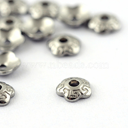304 Stainless Steel Bead Caps, Flower, 5-Petal, Stainless Steel Color, 4x1.5mm, Hole: 1mm(X-STAS-Q194-24)
