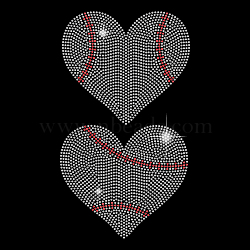 Glass Hotfix Rhinestone, Iron on Appliques, Costume Accessories, for Clothes, Bags, Pants, Baseball, Heart, 297x210mm(DIY-WH0303-150)