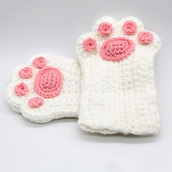 DIY Cat Claw Gloves Yarn Knitting Beginner Kit, White, 10cm(PW-WG8C4E5-01)