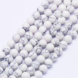 Synthetic Howlite Bead Strands, Dyed, Round, 6mm, Hole: 1mm, about 64pcs/strand, 15.55 inch(G-F425-37-6mm)