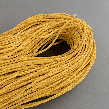 Braided Imitation Leather Cords, Round Bracelet Findings, Gold, 3x3mm, about 103.89 yards(95m)/bundle