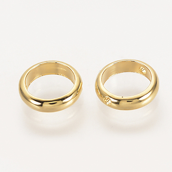 Brass Bead Frames, Nickel Free, Real 18K Gold Plated, Ring/Circle, 8x2mm, Hole: 1mm, Inner Diameter: 6mm