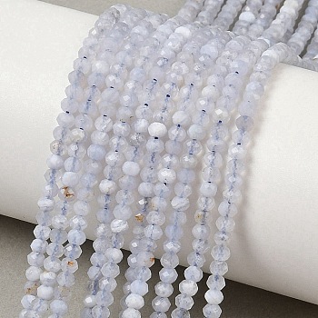 Natural Blue Lace Agate Beads Strands, Faceted, Rondelle, 3~3.5x2.5mm, Hole: 0.6mm, about 169~170pcs/strand, 14.96''(38cm)~15.35''(39cm)