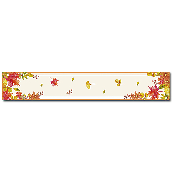 Cotton and Linen Table Runner for Dining Table, Rectangle, Colorful, Leaf Pattern, 300x1800mm