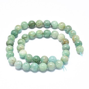 Natural Amazonite Beads Strands, Round, 10mm, Hole: 0.8mm, about 38~41pcs/strand, 15.7 inch(40cm)